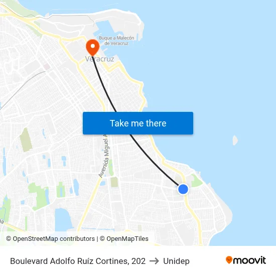 Boulevard Adolfo Ruíz Cortines, 202 to Unidep map