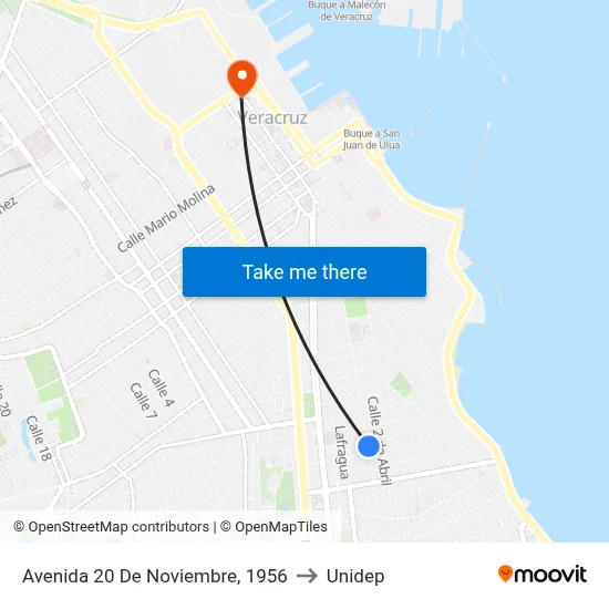 Avenida 20 De Noviembre, 1956 to Unidep map