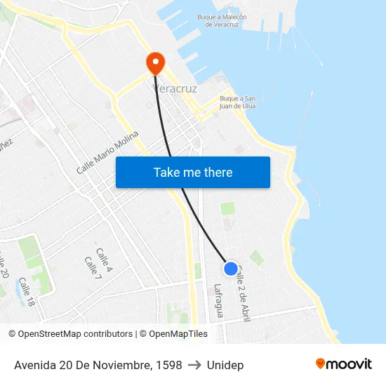 Avenida 20 De Noviembre, 1598 to Unidep map
