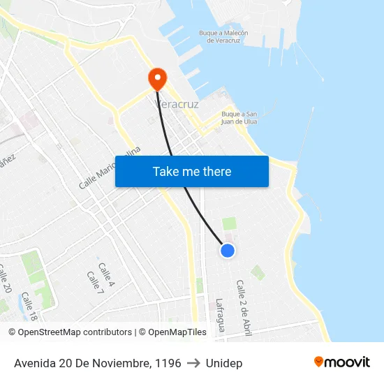 Avenida 20 De Noviembre, 1196 to Unidep map