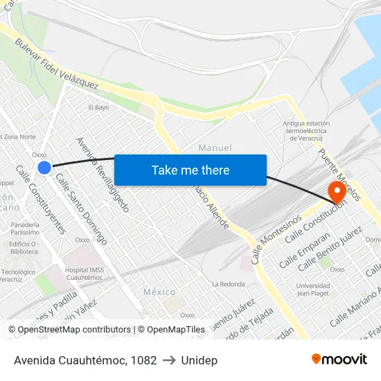 Avenida Cuauhtémoc, 1082 to Unidep map