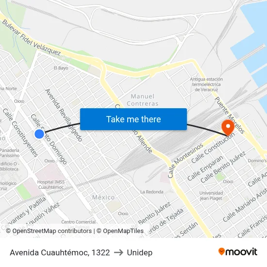 Avenida Cuauhtémoc, 1322 to Unidep map