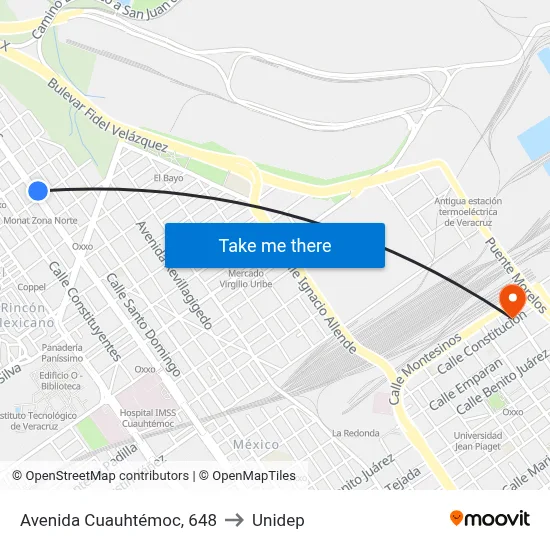 Avenida Cuauhtémoc, 648 to Unidep map