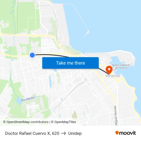 Doctor Rafael Cuervo X, 620 to Unidep map
