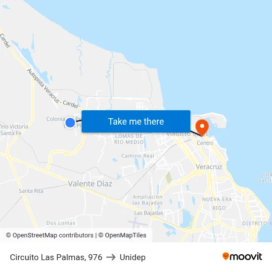 Circuito Las Palmas, 976 to Unidep map