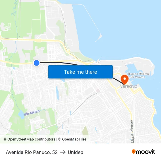 Avenida Río Pánuco, 52 to Unidep map