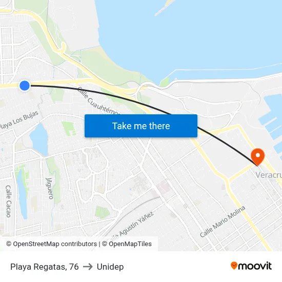 Playa Regatas, 76 to Unidep map