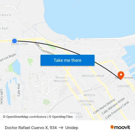 Doctor Rafael Cuervo X, 934 to Unidep map