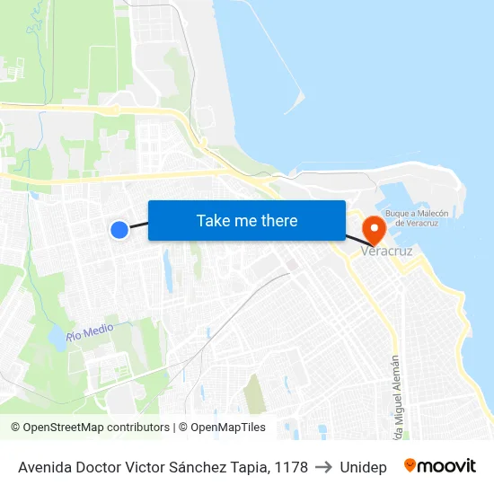 Avenida Doctor Victor Sánchez Tapia, 1178 to Unidep map