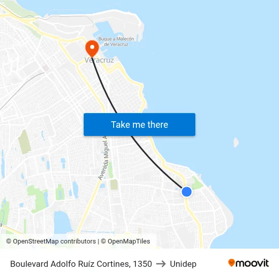 Boulevard Adolfo Ruíz Cortines, 1350 to Unidep map