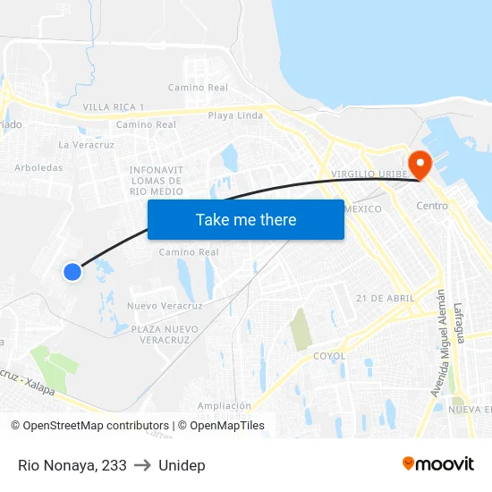 Rio Nonaya, 233 to Unidep map