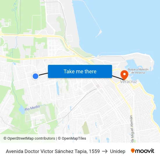 Avenida Doctor Victor Sánchez Tapia, 1559 to Unidep map