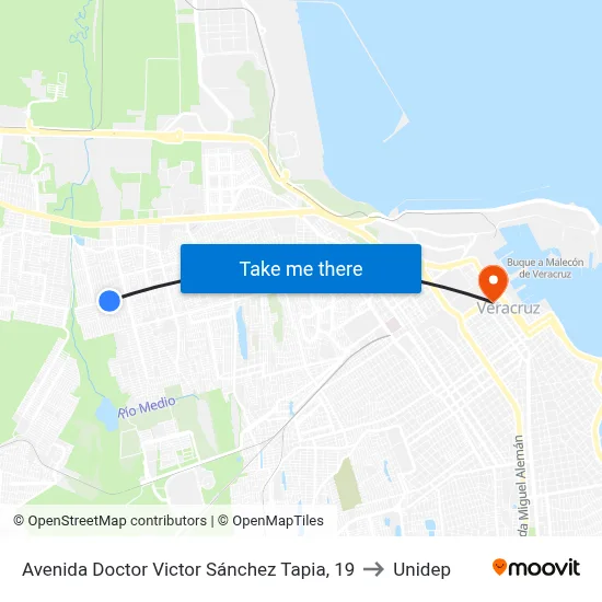 Avenida Doctor Victor Sánchez Tapia, 19 to Unidep map