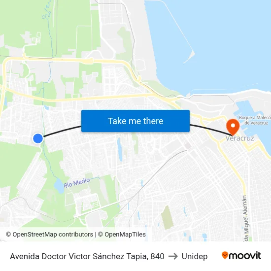 Avenida Doctor Victor Sánchez Tapia, 840 to Unidep map