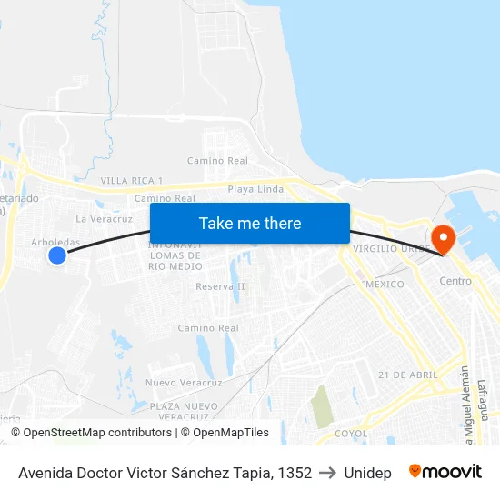 Avenida Doctor Victor Sánchez Tapia, 1352 to Unidep map