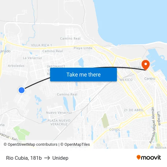 Rio Cubia, 181b to Unidep map