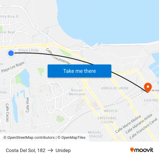 Costa Del Sol, 182 to Unidep map