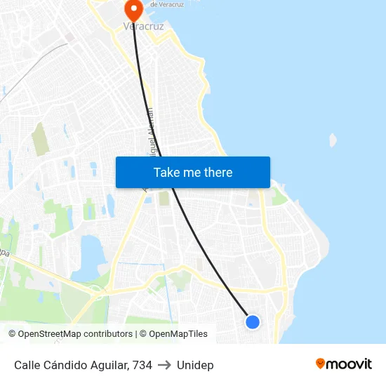 Calle Cándido Aguilar, 734 to Unidep map