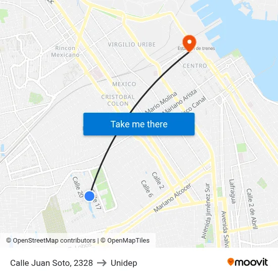 Calle Juan Soto, 2328 to Unidep map