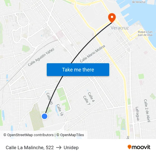 Calle La Malinche, 522 to Unidep map