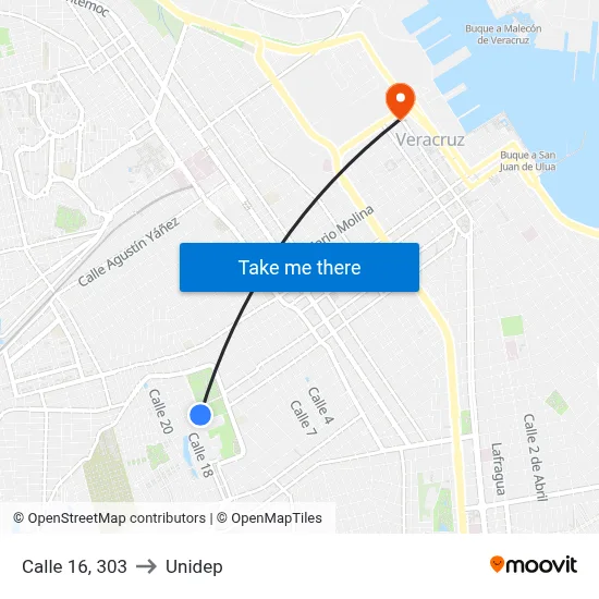 Calle 16, 303 to Unidep map