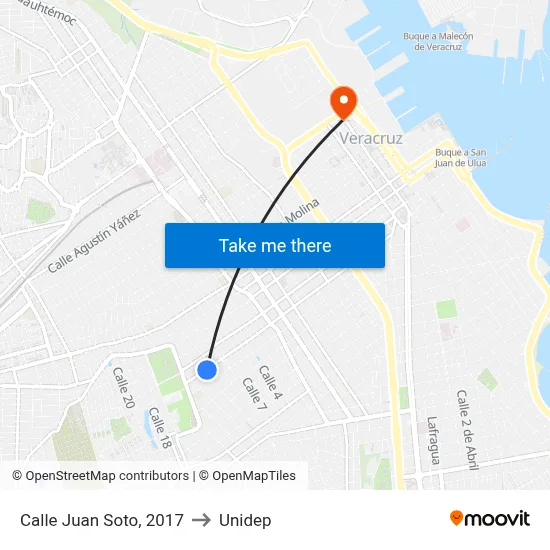 Calle Juan Soto, 2017 to Unidep map