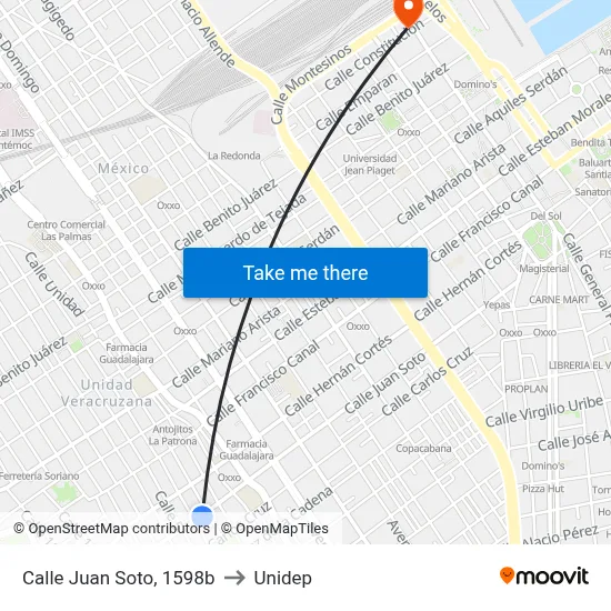 Calle Juan Soto, 1598b to Unidep map