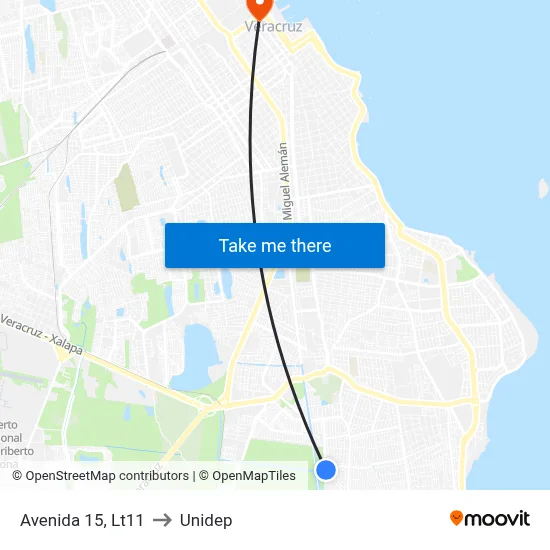 Avenida 15, Lt11 to Unidep map