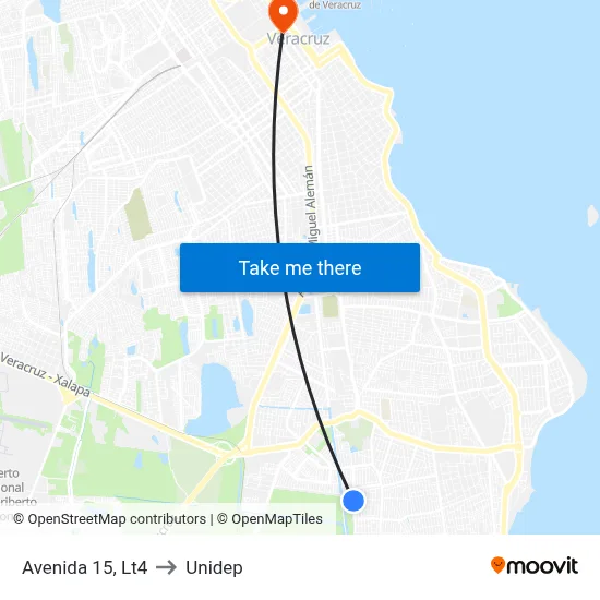 Avenida 15, Lt4 to Unidep map