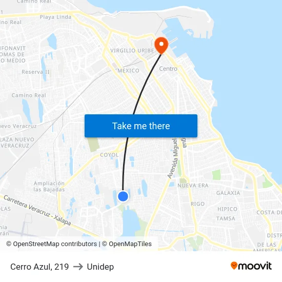 Cerro Azul, 219 to Unidep map