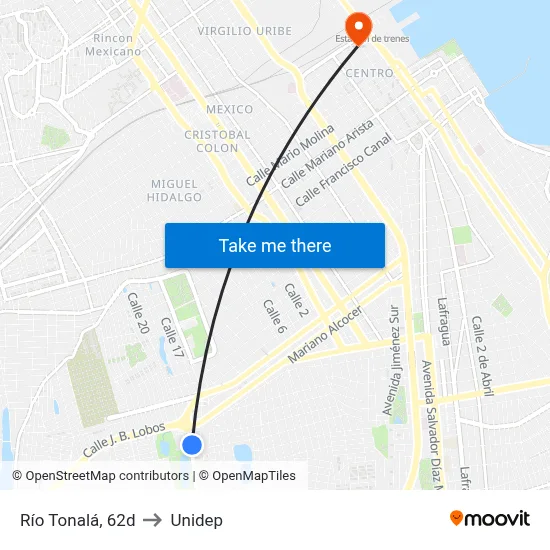 Río Tonalá, 62d to Unidep map