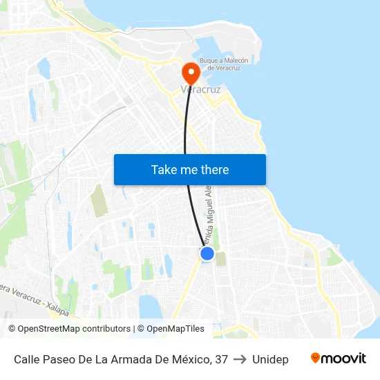 Calle Paseo De La Armada De México, 37 to Unidep map