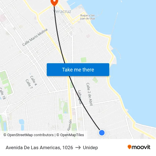 Avenida De Las Americas, 1026 to Unidep map