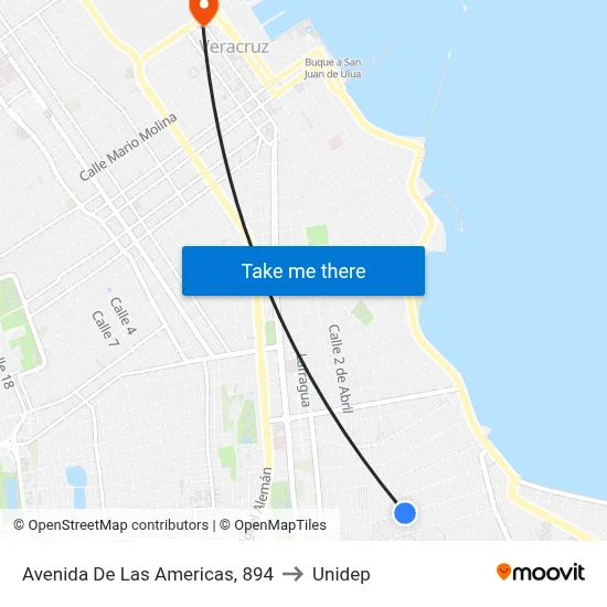 Avenida De Las Americas, 894 to Unidep map