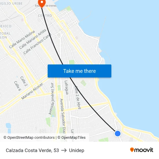 Calzada Costa Verde, 53 to Unidep map