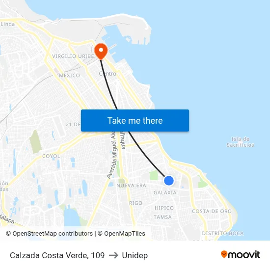 Calzada Costa Verde, 109 to Unidep map