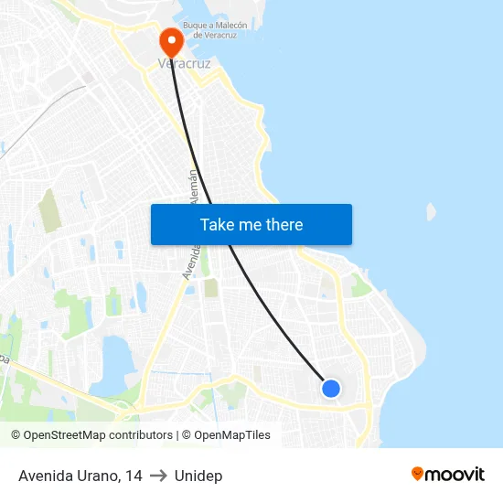 Avenida Urano, 14 to Unidep map