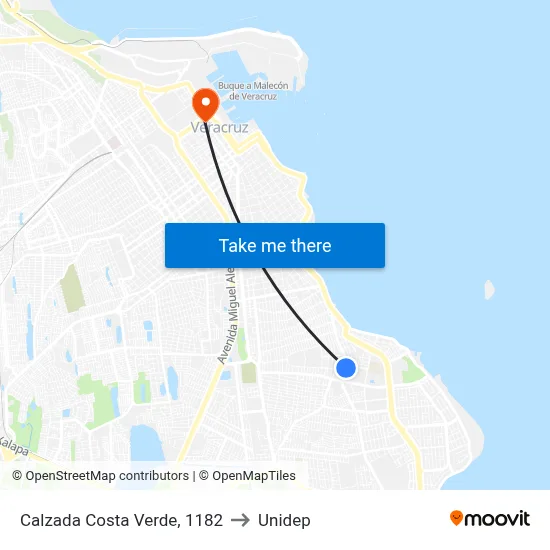 Calzada Costa Verde, 1182 to Unidep map