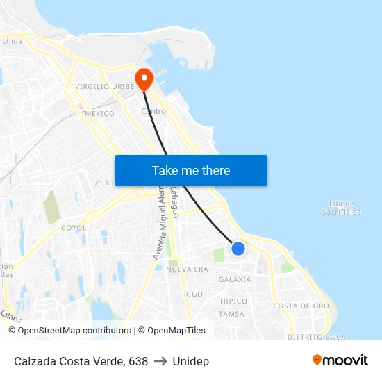 Calzada Costa Verde, 638 to Unidep map