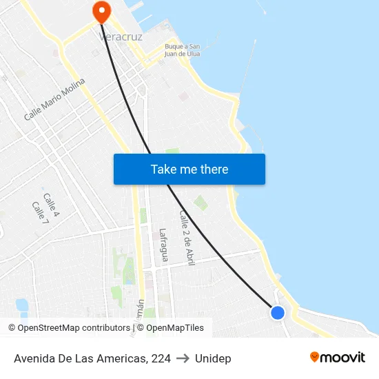Avenida De Las Americas, 224 to Unidep map