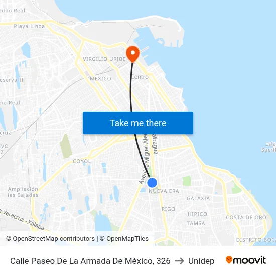 Calle Paseo De La Armada De México, 326 to Unidep map