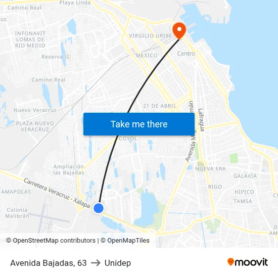 Avenida Bajadas, 63 to Unidep map
