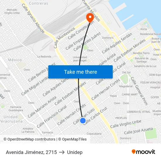 Avenida Jiménez, 2715 to Unidep map