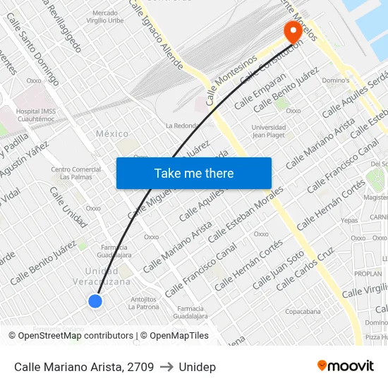 Calle Mariano Arista, 2709 to Unidep map