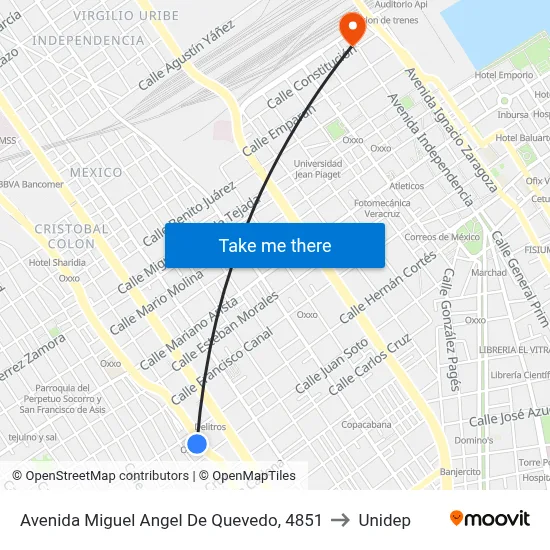 Avenida Miguel Angel De Quevedo, 4851 to Unidep map