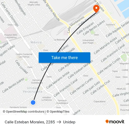 Calle Esteban Morales, 2285 to Unidep map