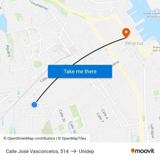 Calle José Vasconcelos, 514 to Unidep map