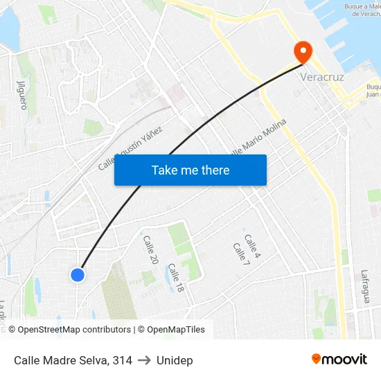 Calle Madre Selva, 314 to Unidep map