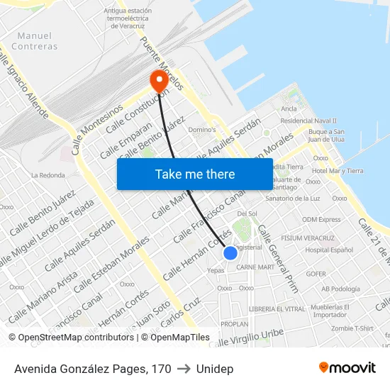 Avenida González Pages, 170 to Unidep map