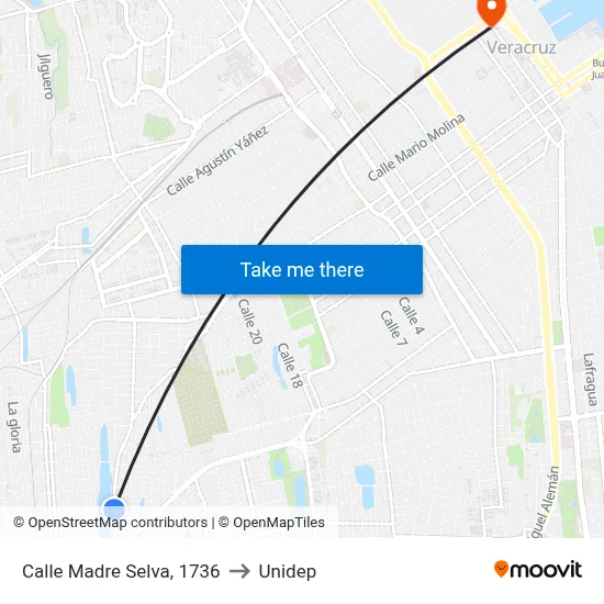 Calle Madre Selva, 1736 to Unidep map